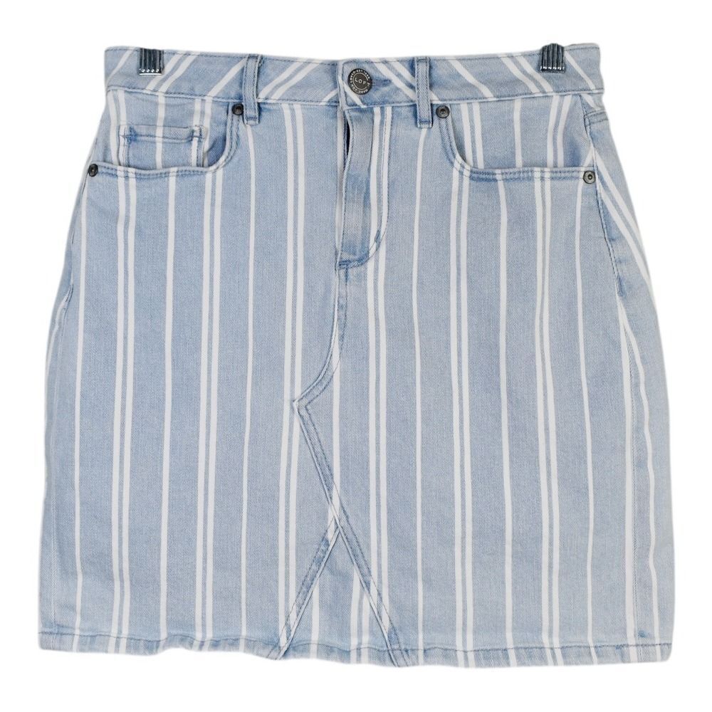 LOFT Striped Denim Mini Skirt Size 4 Nautical Coastal Grandmacore Y2K Cute